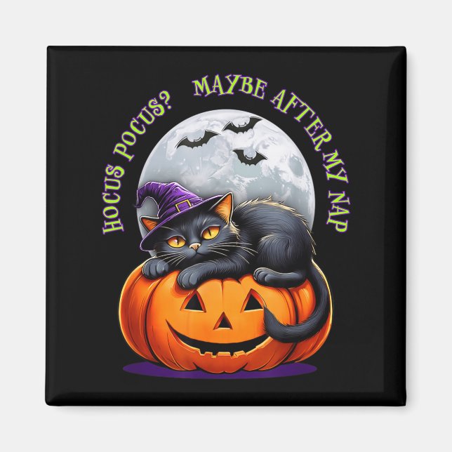 Black Cat Halloween Funny Pumpkin Costume Gift  Magnet (Front)