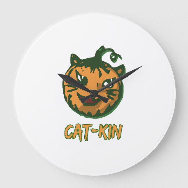 Black Cat Halloween Halloween Costumes Large Clock (Front)
