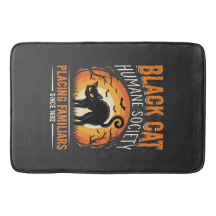 Black Cat Halloween Humane Society Vintage Graphic Bath Mat