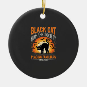 Black Cat Halloween Humane Society Vintage Graphic Ceramic Tree Decoration