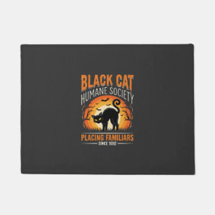 Black Cat Halloween Humane Society Vintage Graphic Doormat