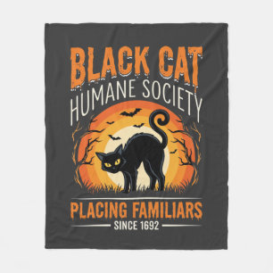 Black Cat Halloween Humane Society Vintage Graphic Fleece Blanket
