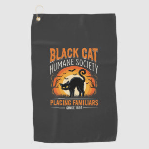 Black Cat Halloween Humane Society Vintage Graphic Golf Towel