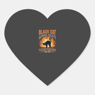 Black Cat Halloween Humane Society Vintage Graphic Heart Sticker