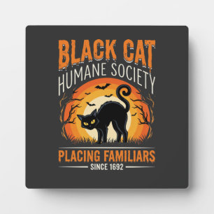 Black Cat Halloween Humane Society Vintage Graphic Plaque