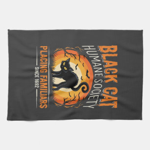 Black Cat Halloween Humane Society Vintage Graphic Tea Towel