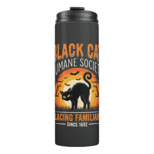 Black Cat Halloween Humane Society Vintage Graphic Thermal Tumbler