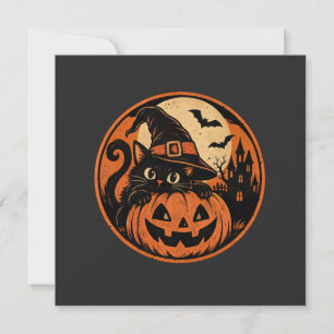 Black cat Halloween Invitation