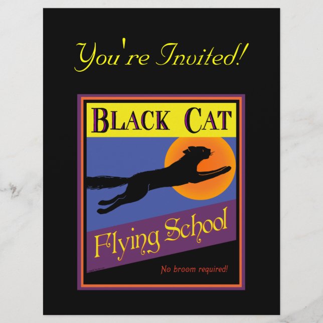 Black Cat Halloween Invitation Custom Flyer (Front)