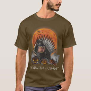 Black Cat Halloween Is Coming Kitty Kitten Lover T-Shirt