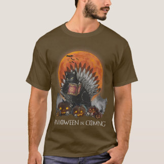 Black Cat Halloween Is Coming Kitty Kitten Lover T-Shirt