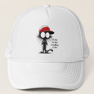 Black Cat Halloween It's Fine I'm Fine Everything Trucker Hat