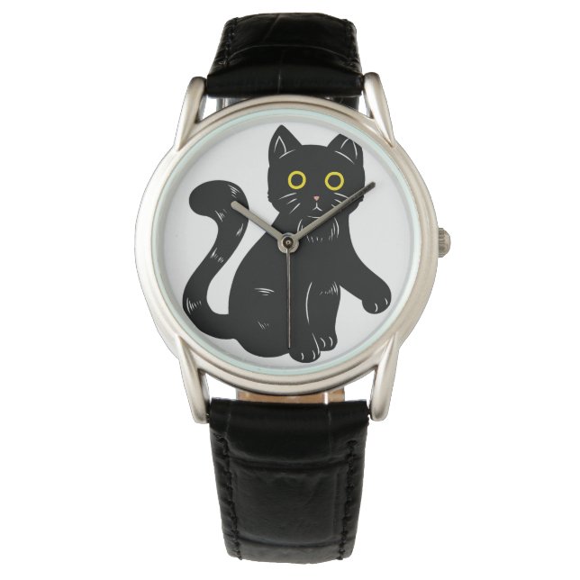 Black cat Halloween kids T-Shirt Watch (Front)
