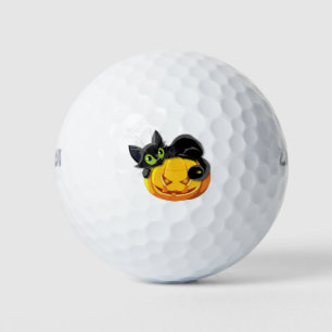 Black cat Halloween Kitten Clip art Golf Balls