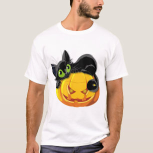 Black cat Halloween Kitten Clip art T-Shirt