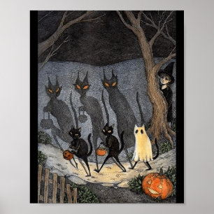 Black Cat Halloween Men Women Poster
