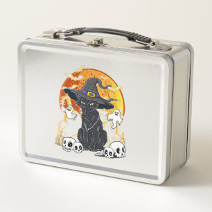 Black Cat Halloween Metal Lunch Box