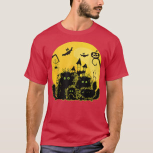 Black Cat Halloween Moon Black Cat Lover Scary Spo T-Shirt
