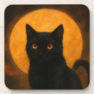 Black Cat Halloween Mystery Spooky Season Gifts Coaster