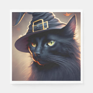 Black Cat Halloween Napkin