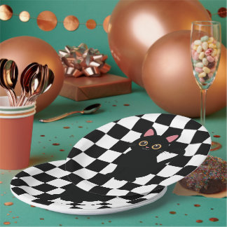 Black Cat Halloween Paper Plates
