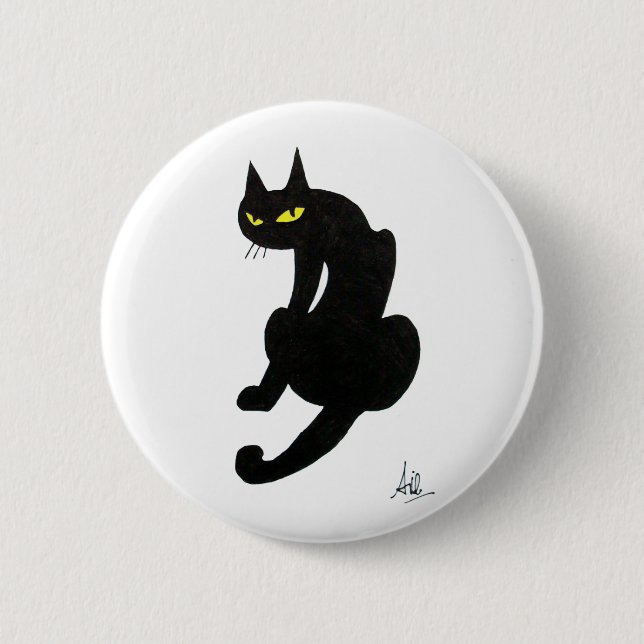 BLACK CAT HALLOWEEN PARTY 6 CM ROUND BADGE (Front)