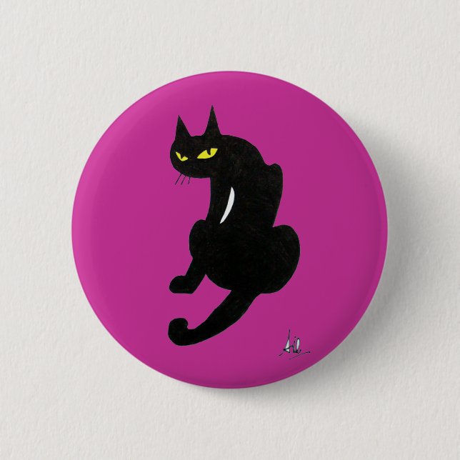 BLACK CAT HALLOWEEN PARTY 6 CM ROUND BADGE (Front)
