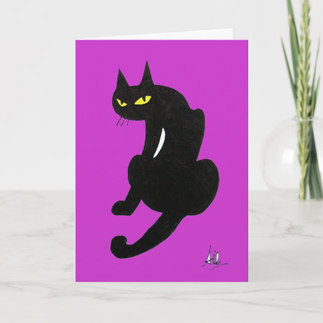 BLACK CAT HALLOWEEN PARTY CARD (Front)