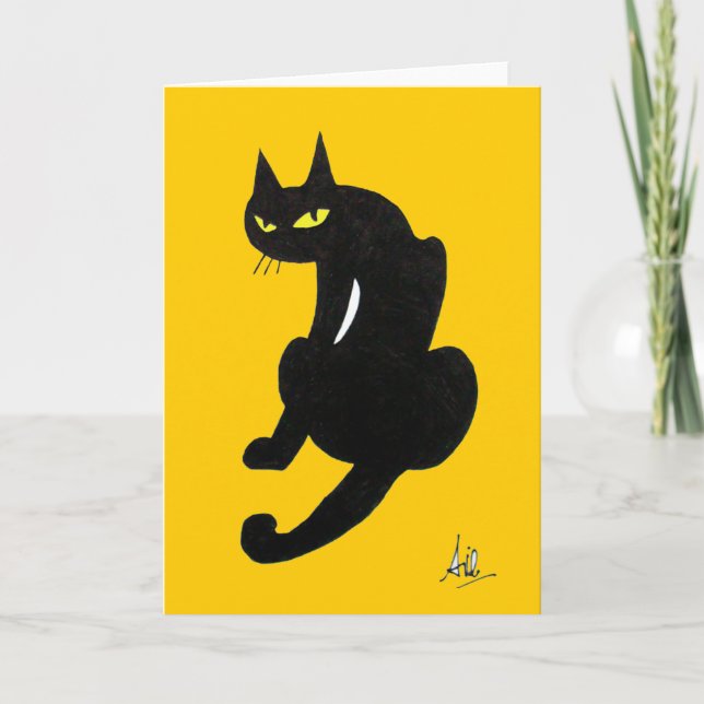 BLACK CAT HALLOWEEN PARTY CARD (Front)