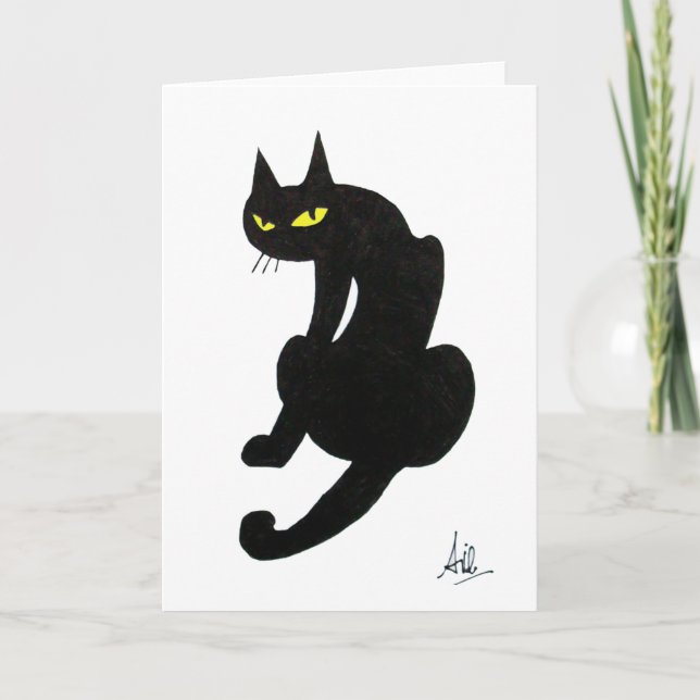 BLACK CAT HALLOWEEN PARTY CARD (Front)