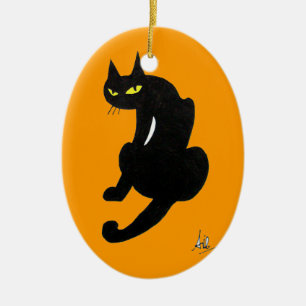 BLACK CAT HALLOWEEN PARTY CERAMIC TREE DECORATION