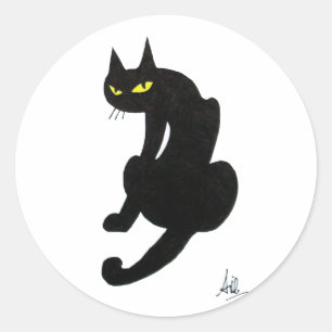 BLACK CAT HALLOWEEN PARTY CLASSIC ROUND STICKER