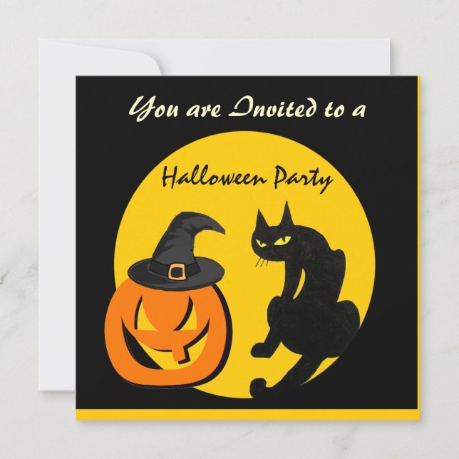 BLACK CAT HALLOWEEN PARTY INVITATION (Front)