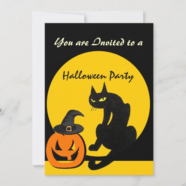 BLACK CAT HALLOWEEN PARTY INVITATION (Front)