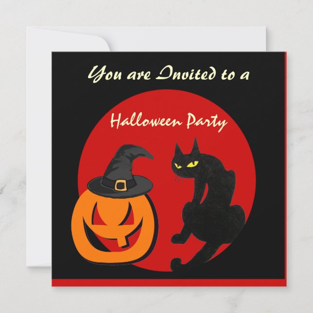 BLACK CAT HALLOWEEN PARTY INVITATION (Front)