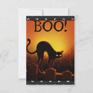 Black Cat Halloween Party Invitation