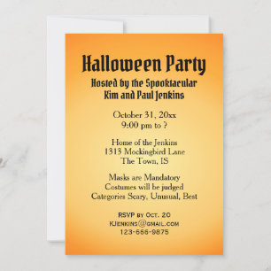 Black Cat Halloween Party Invitation