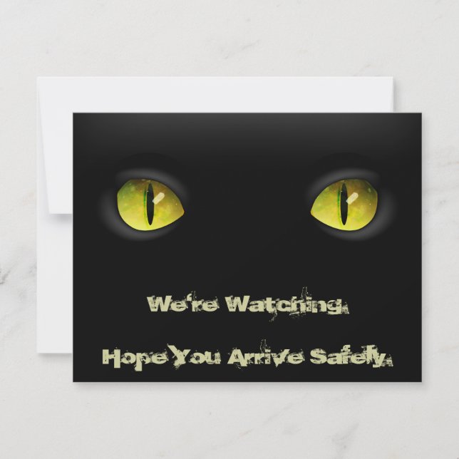 Black Cat Halloween Party Invite With Bloody Text (Front)