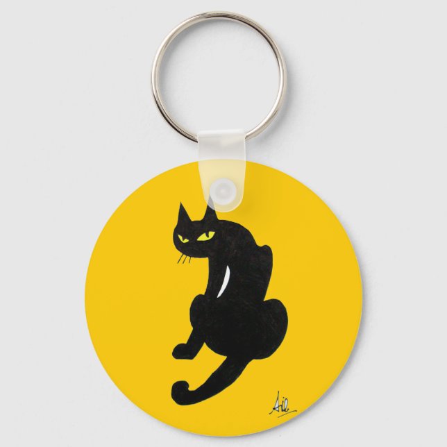 BLACK CAT HALLOWEEN PARTY KEY RING (Front)