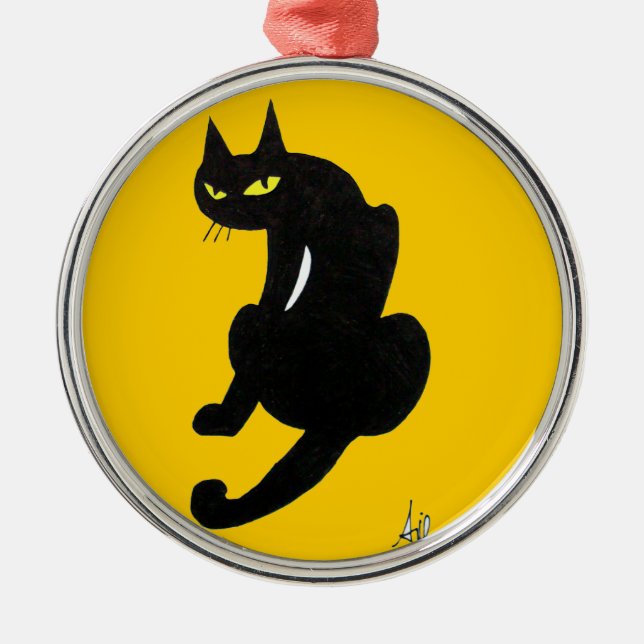 BLACK CAT HALLOWEEN PARTY METAL TREE DECORATION (Front)