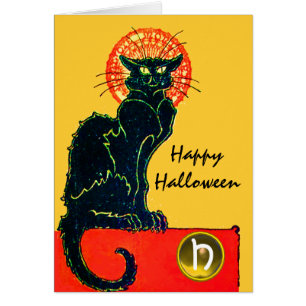 BLACK CAT HALLOWEEN PARTY MONOGRAM