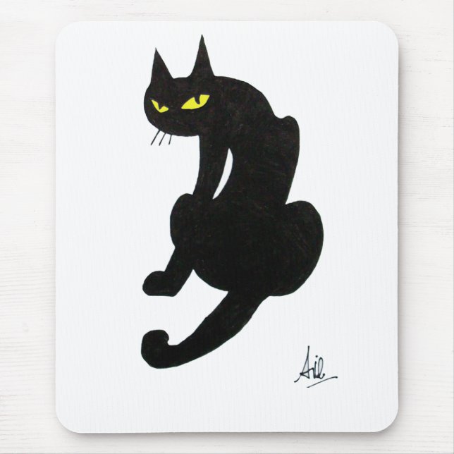 BLACK CAT HALLOWEEN PARTY MOUSE MAT (Front)