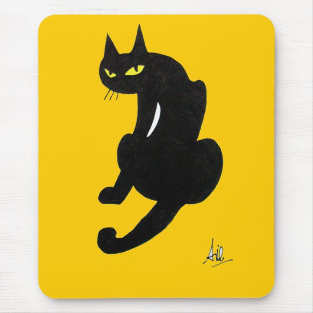 BLACK CAT HALLOWEEN PARTY MOUSE MAT (Front)