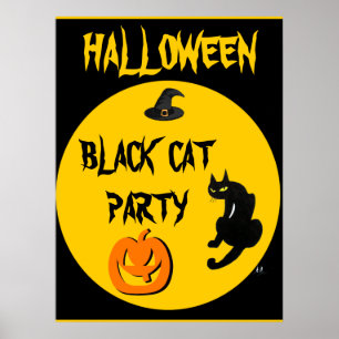 BLACK CAT HALLOWEEN PARTY POSTER