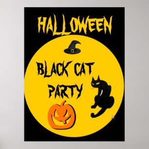 BLACK CAT HALLOWEEN PARTY POSTER