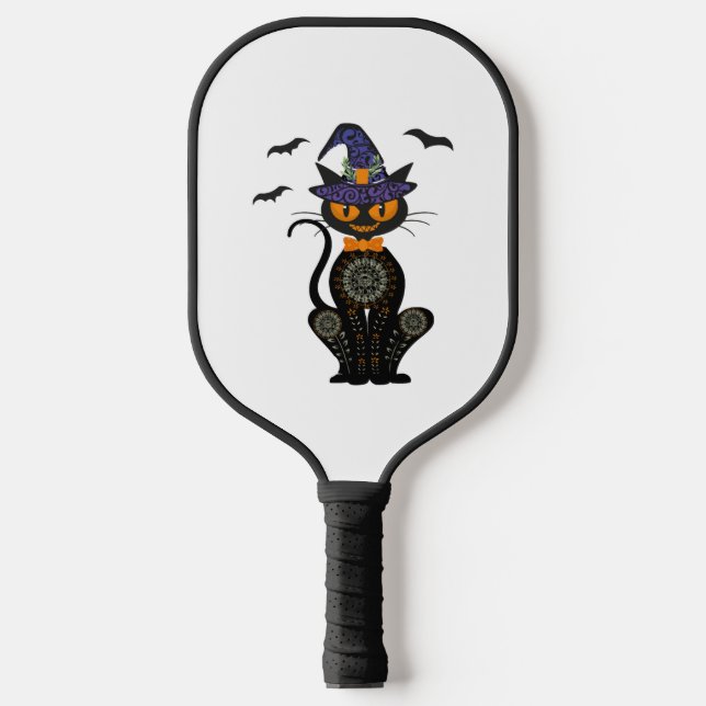 Black Cat Halloween Pickleball Paddle (Front)