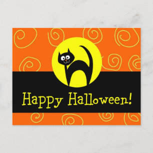 Black Cat Halloween Postcard
