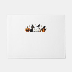 Black Cat Halloween Pumpkin Boo Ghost Witch Spooky Doormat