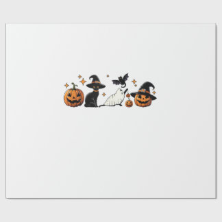 Black Cat Halloween Pumpkin Boo Ghost Witch Spooky Wrapping Paper