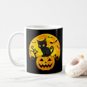 Black Cat Halloween Pumpkin Coffee Mug